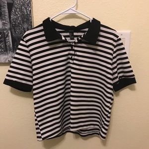 Forever 21 Women’s Collared Striped Crop Top